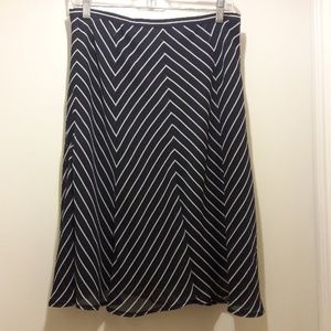 Womens Chiffon Striped A-Line Skirt